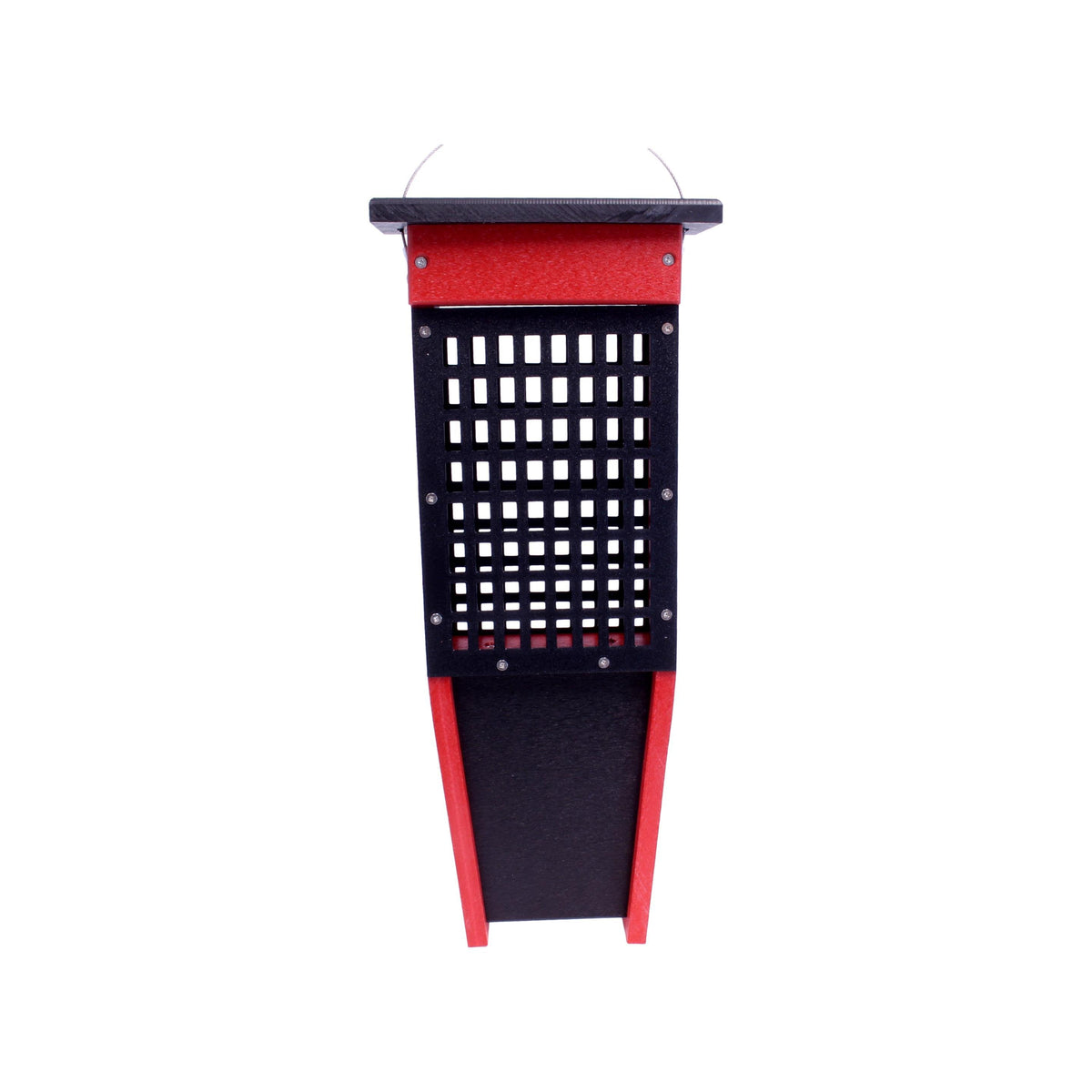Pileated Woodpecker suet bird feeder by AmishToyBox.com holding two suet cakes, designed for woodpeckers and backyard birdwatching.