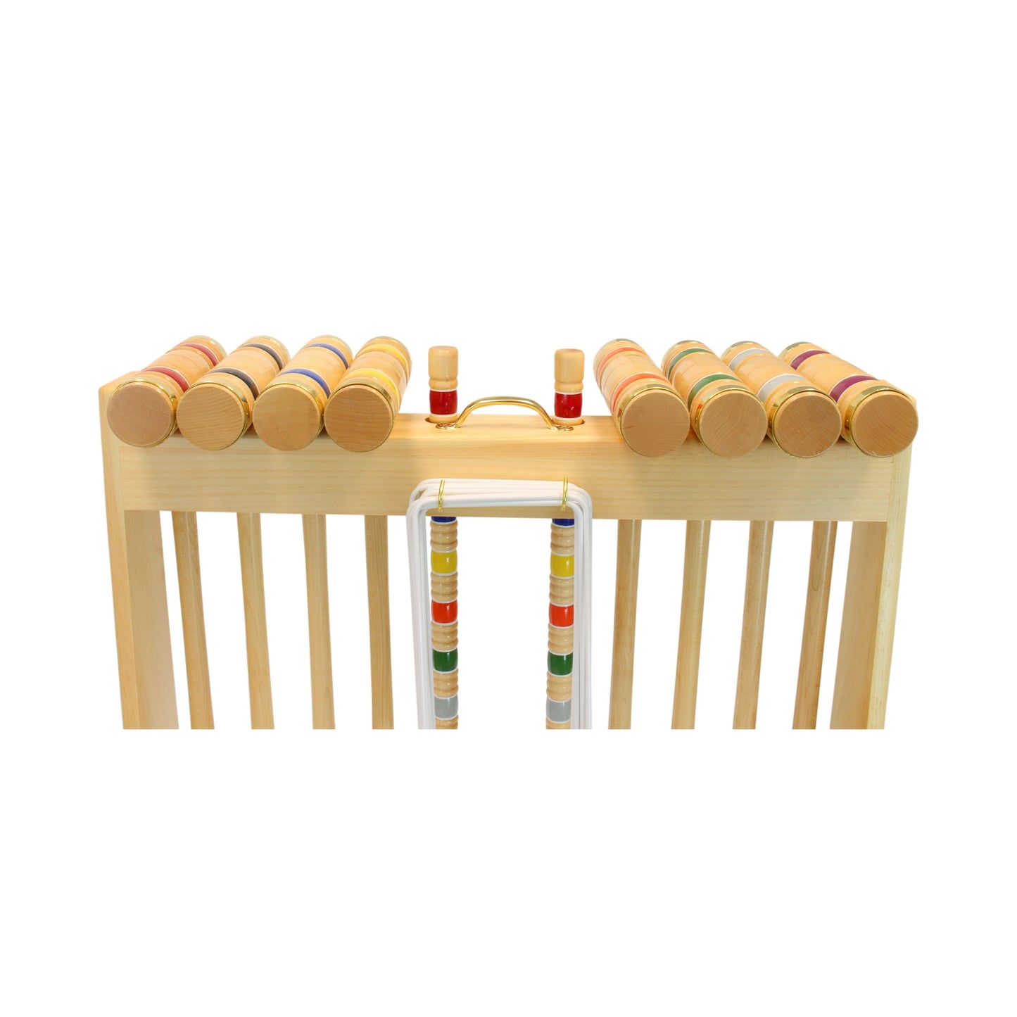 Deluxe 8-player wooden croquet game set with mallets, balls, wickets, and a carry bag for outdoor backyard fun.
