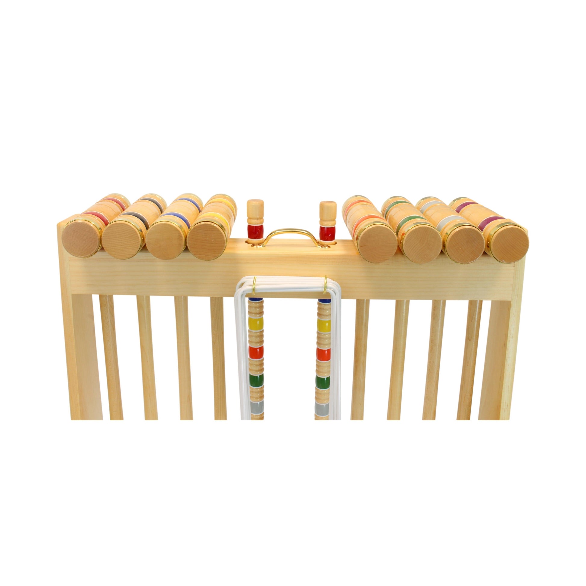Deluxe 8-player wooden croquet game set with mallets, balls, wickets, and a carry bag for outdoor backyard fun.