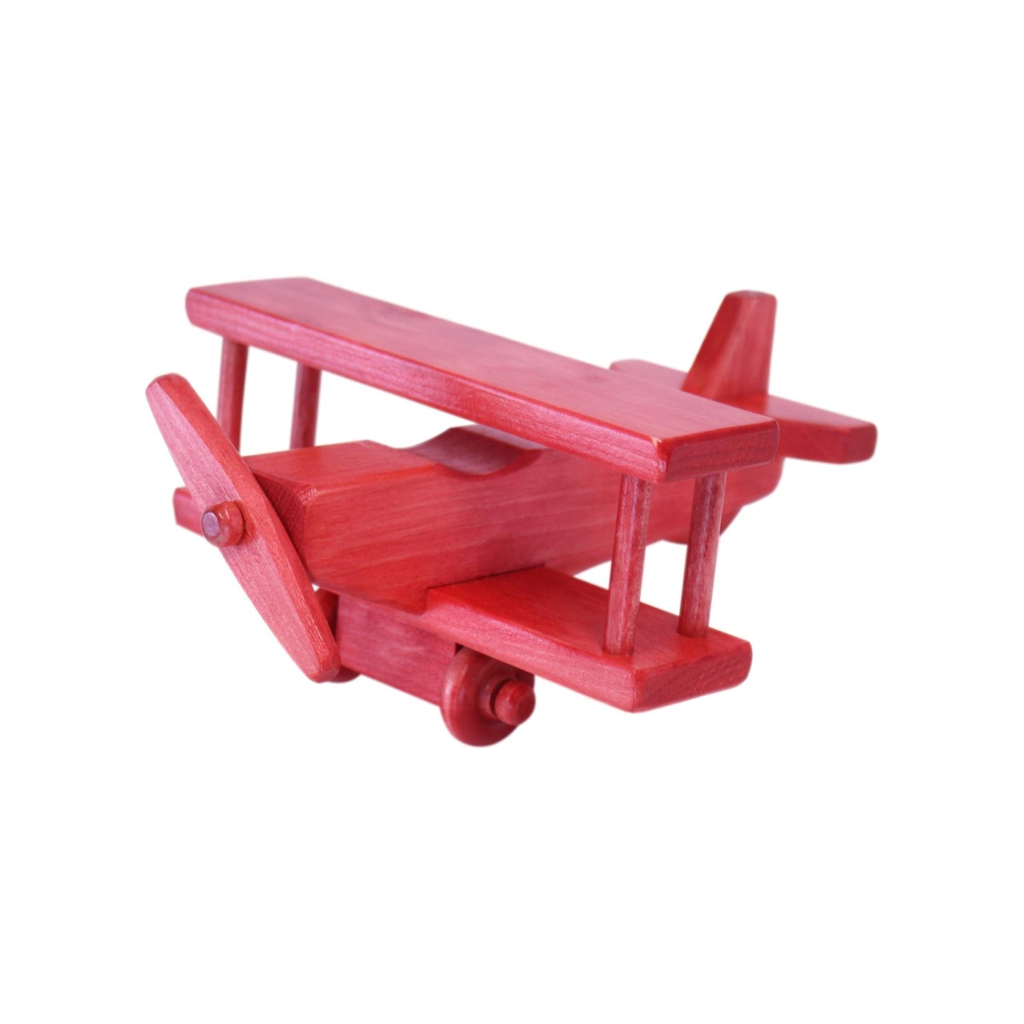 Wooden toy airplane with spinning propeller and kid-safe finish, crafted by AmishToyBox.com for imaginative play.