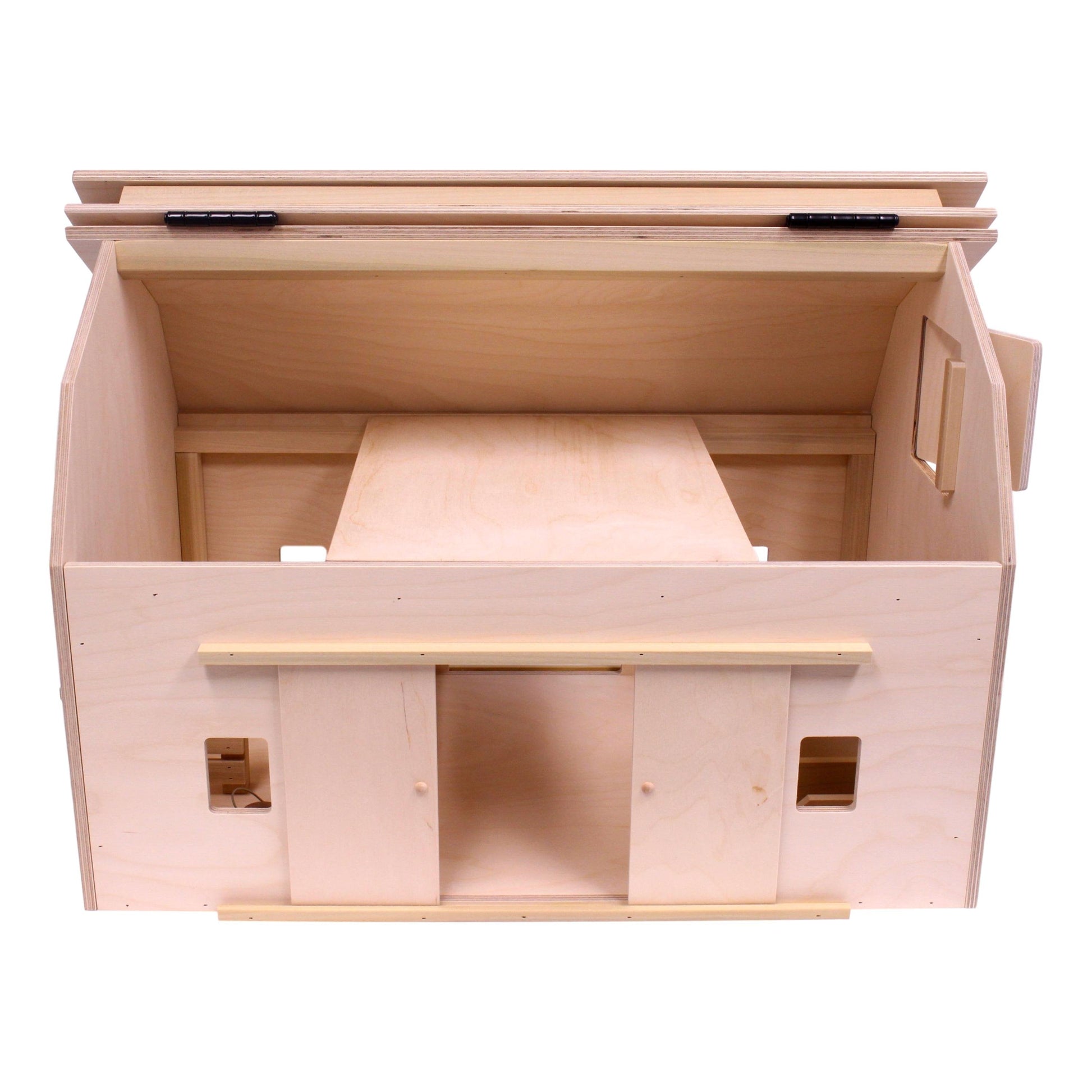 Amish-made large wooden hip-roof barn toy from AmishToyBox.com, unfinished farm-themed wooden toy for children.