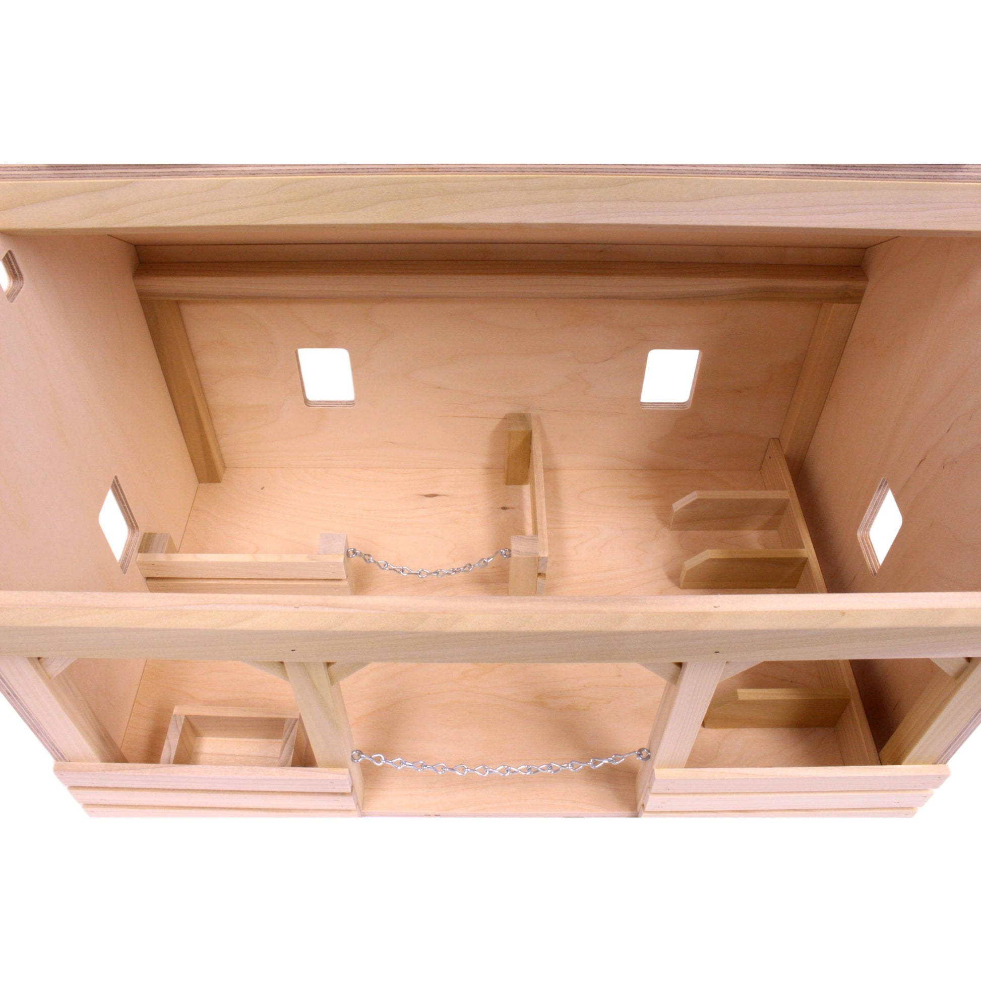 Large wooden A-frame barn toy with hay loft, realistic farm design, made by AmishToyBox.com for farming and wooden toy play.