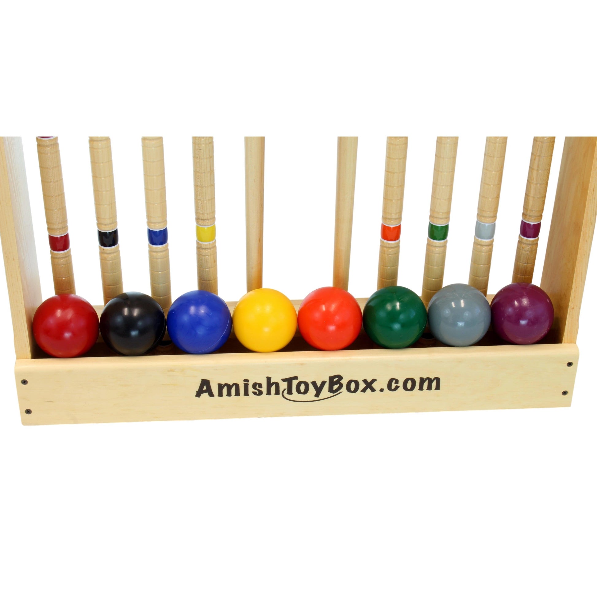 Deluxe 8-player wooden croquet game set with mallets, balls, wickets, and a carrying bag for outdoor backyard play.