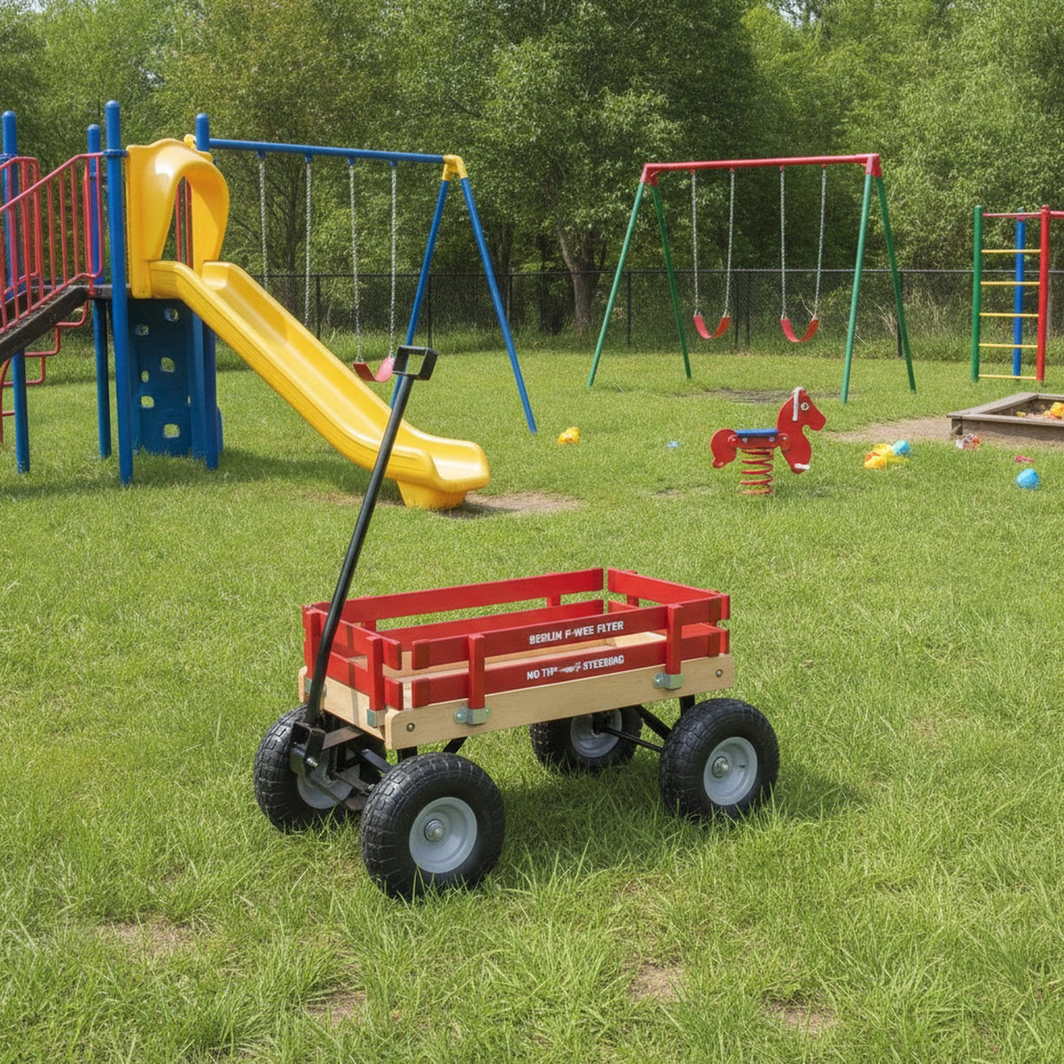 Berlin Big-Foot Kid's Wagon Model F300, Amish-made pull-behind wagon in Ohio, USA