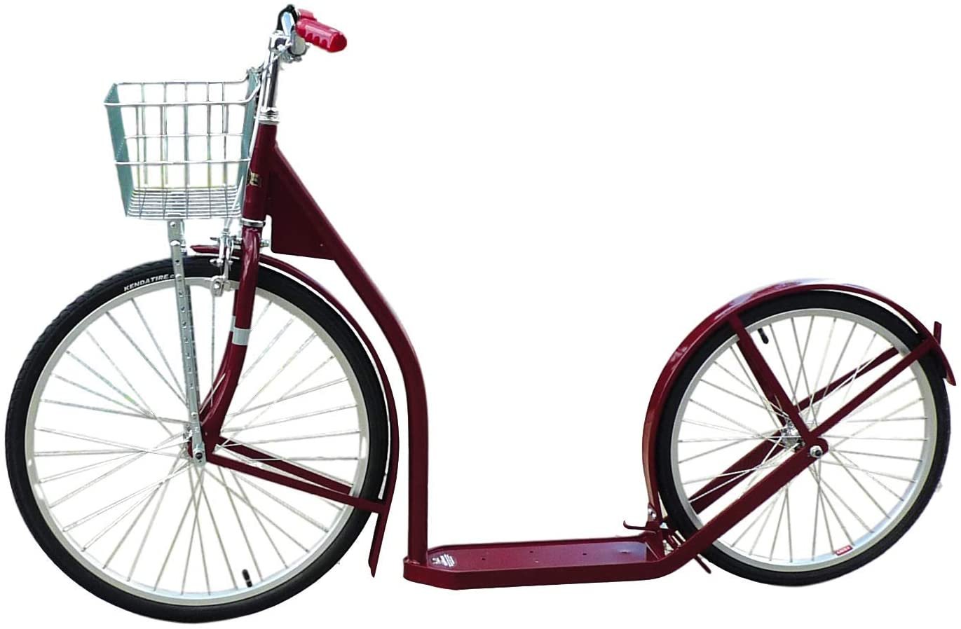 Amish-made deluxe adult kick scooter with 24-inch front wheel and 20-inch rear wheel, featuring a sturdy frame and handlebars.