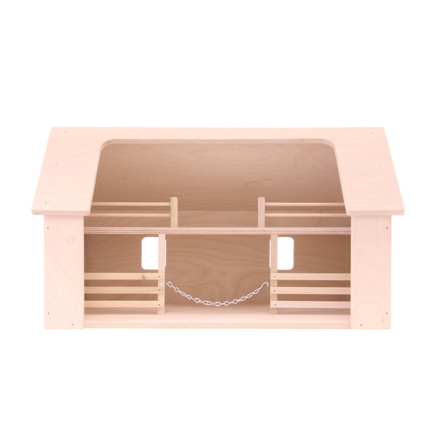 Unfinished wooden Amish-made ranch shed barn toy from Everything Farming by AmishToyBox.com, designed for imaginative play.
