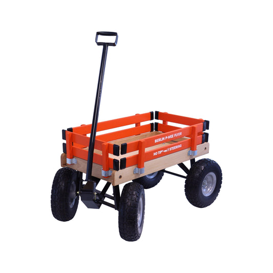 Berlin Big-Foot Kid's Wagon Model F300, Amish-made pull-behind wagon with durable wheels and wooden sides