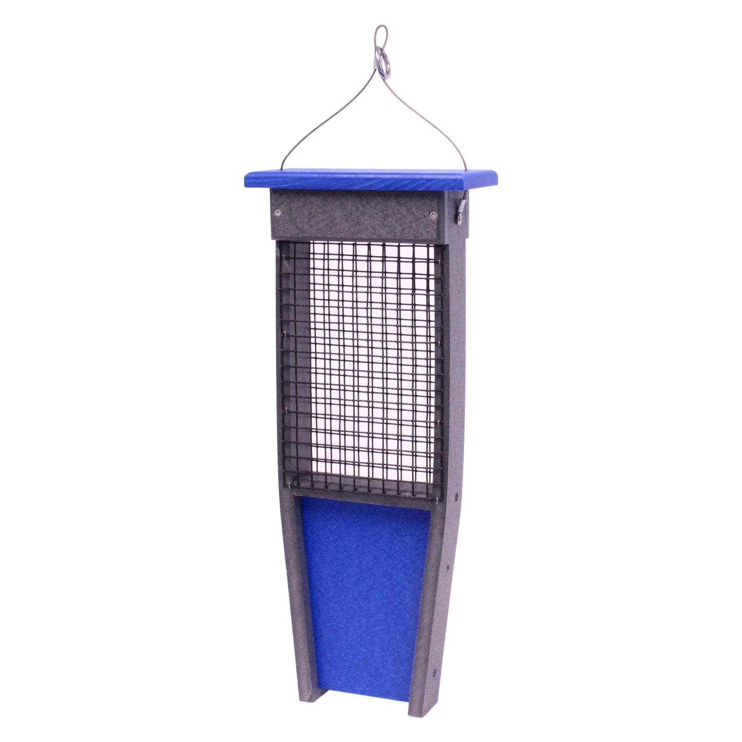 Pileated Woodpecker Suet Bird Feeder holding two suet cakes, made of durable wood, designed for attracting woodpecker species.