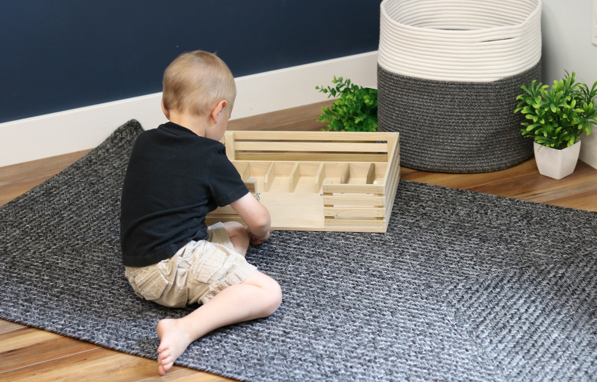Amish-made wooden mini stockyard toy with 7 stalls, suitable for farming play, from AmishToyBox.com.