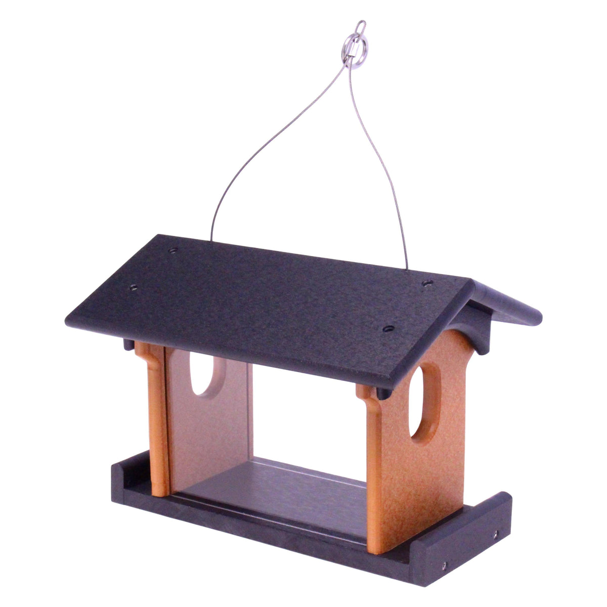 Amish-made bluebird feeder with poly lumber, designed for feeding mealworms to birds, featuring a durable, weather-resistant construction.