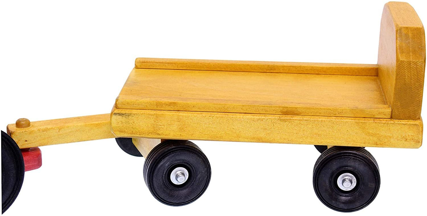 Amish-made wooden toy tractor and wagon set with hay bales, crafted for children, by AmishToyBox.com.