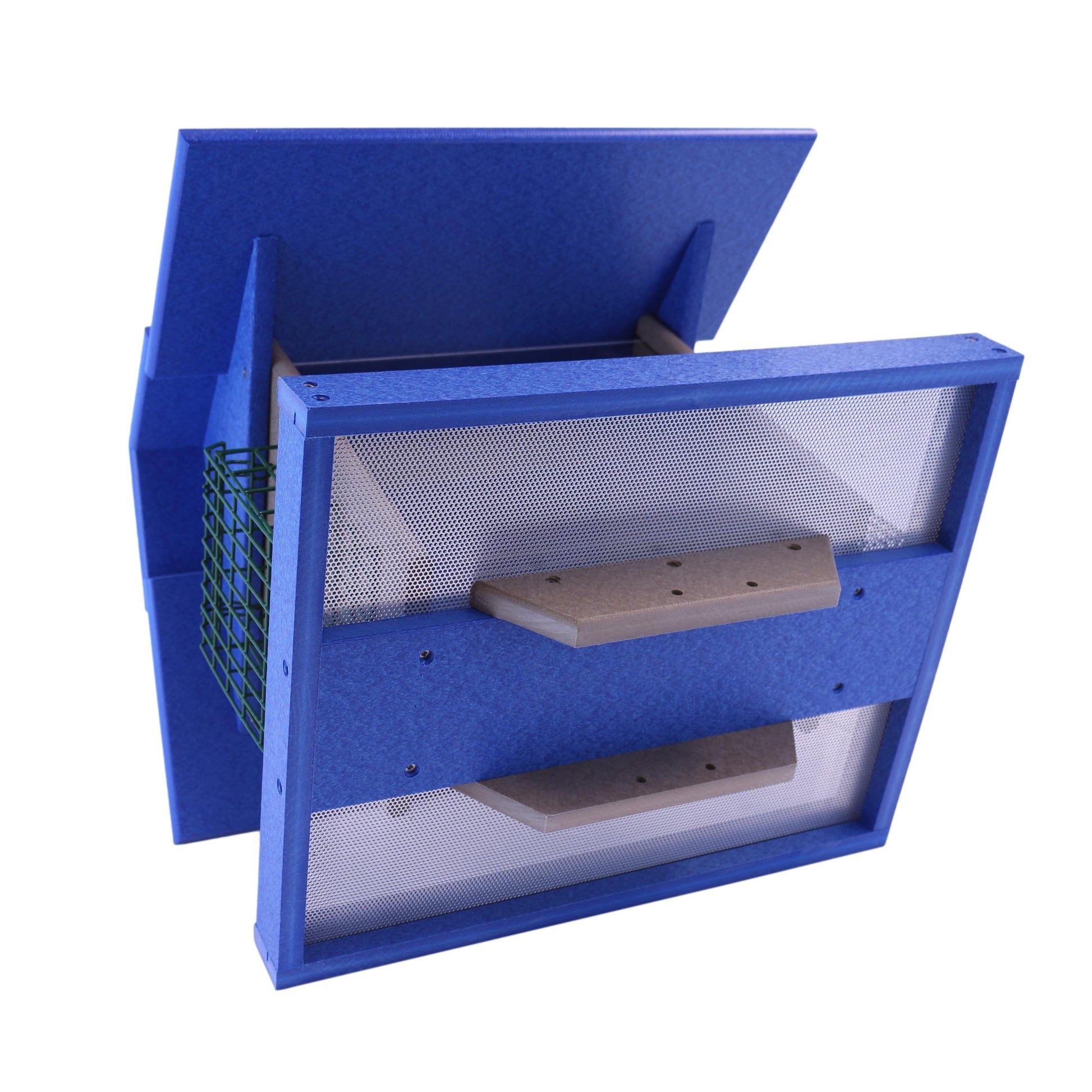 Eco-friendly poly lumber classic bird feeder with suet and peanut holders, post-mount design for lawn and patio.