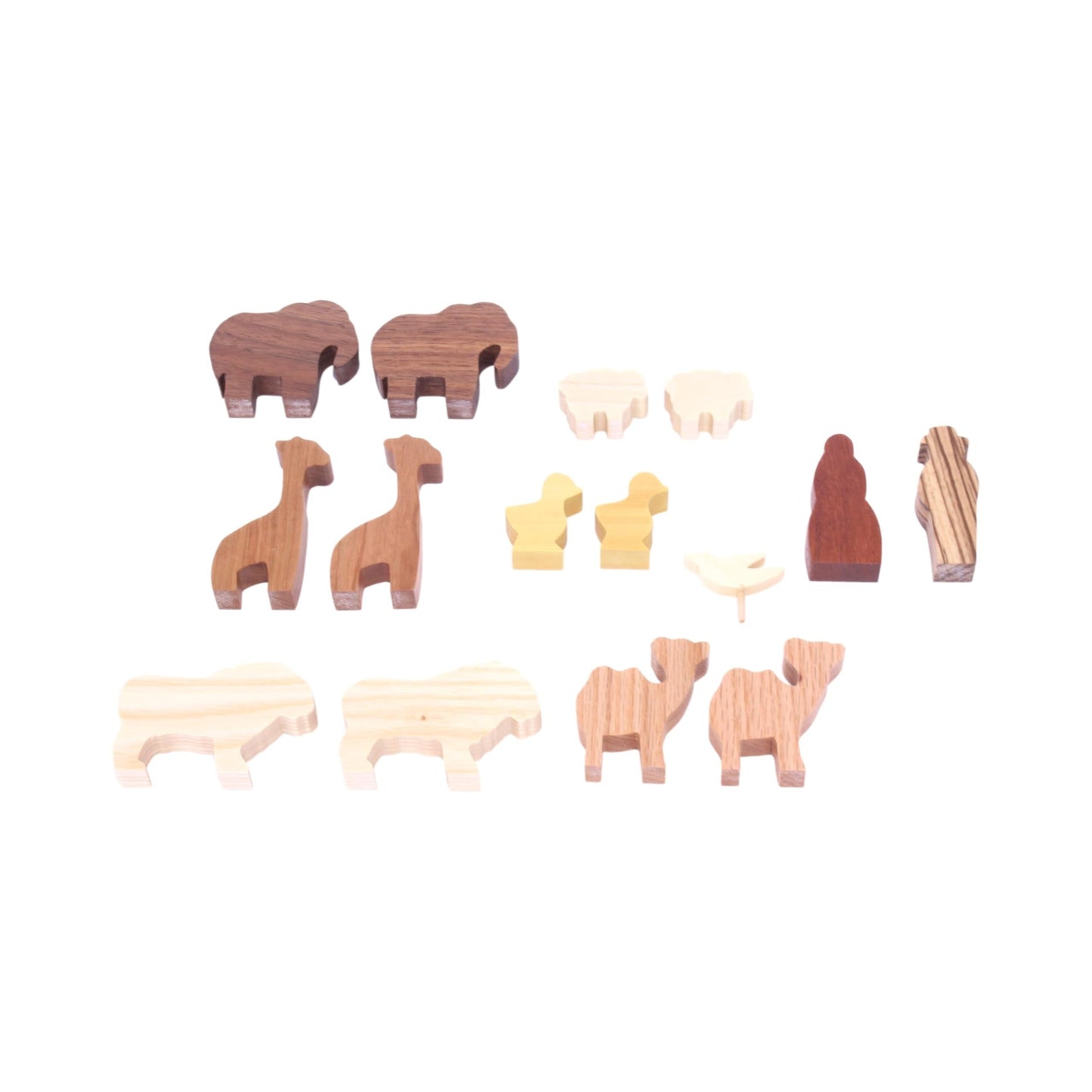 AmishToyBox.com wooden Noah's Ark playset with 13 animals, removable roof, and ramp, made of natural wood for children.