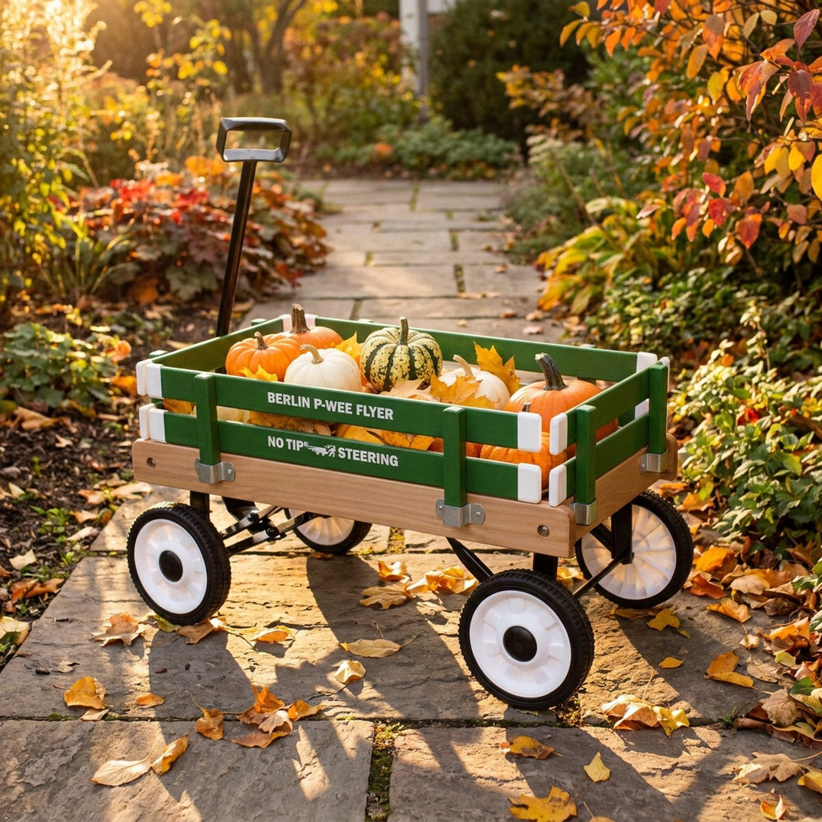 Amish-made Berlin P-Wee Wagon Model F257 by AmishToyBox.com, featuring wooden construction and small wagon design for children.