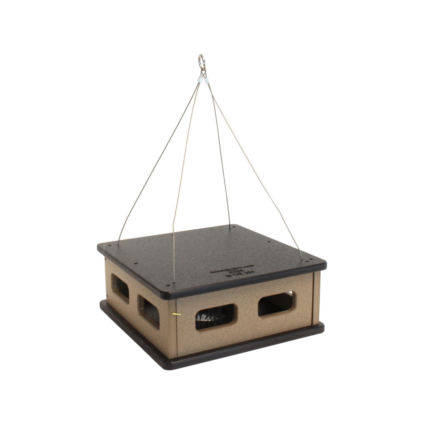 Bluebird Feeder - Hanging Block House Mealworm Feeder for Bluebirds - Amish-Made with Poly Lumber
