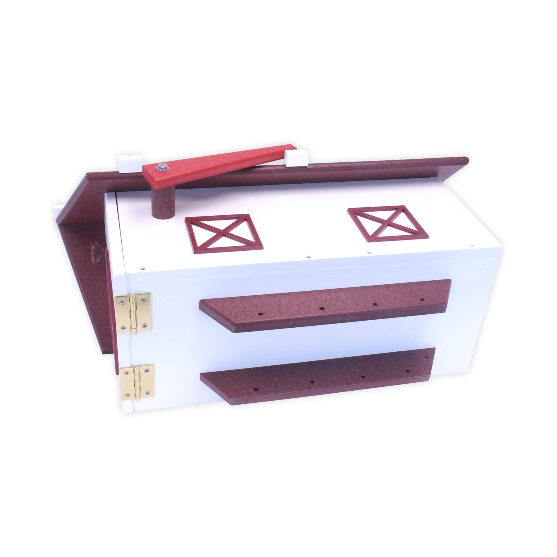 Amish-made mailbox mounted on a post, crafted with weather-proof poly lumber and UV-resistant materials for durability.