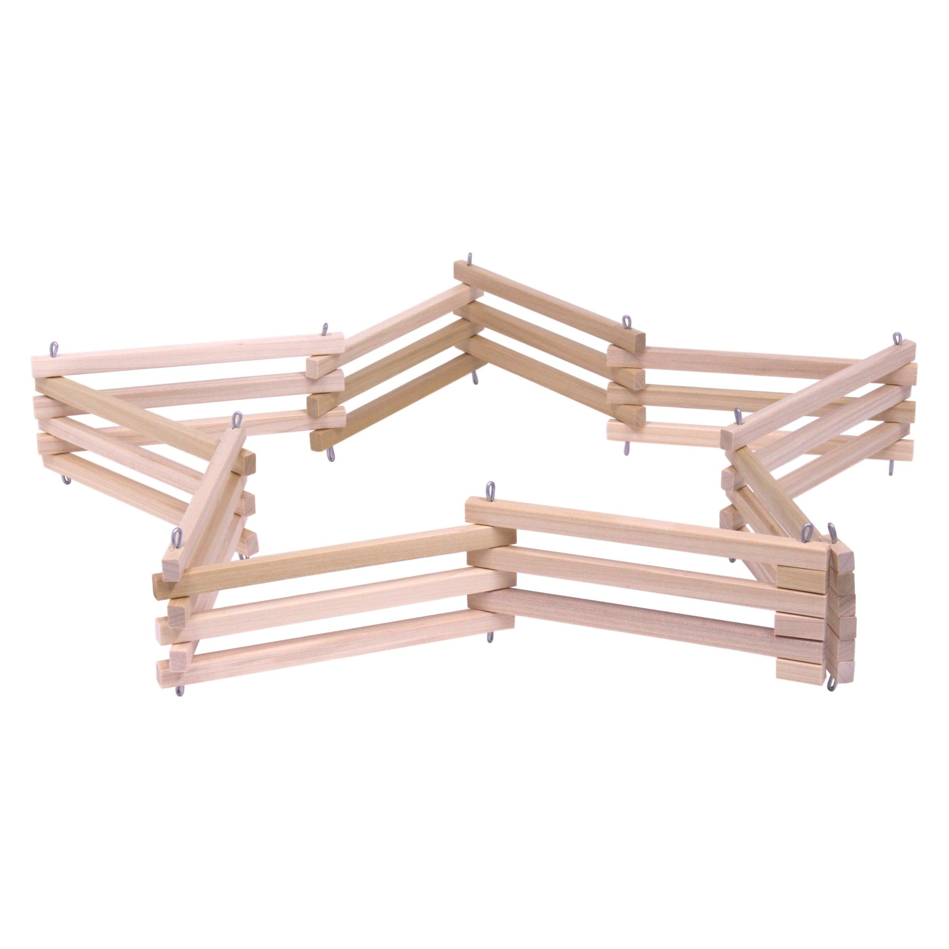 Unfinished wooden Amish-made folding corral fence toy with natural wood finish, designed for children’s play and imaginative farm setups.
