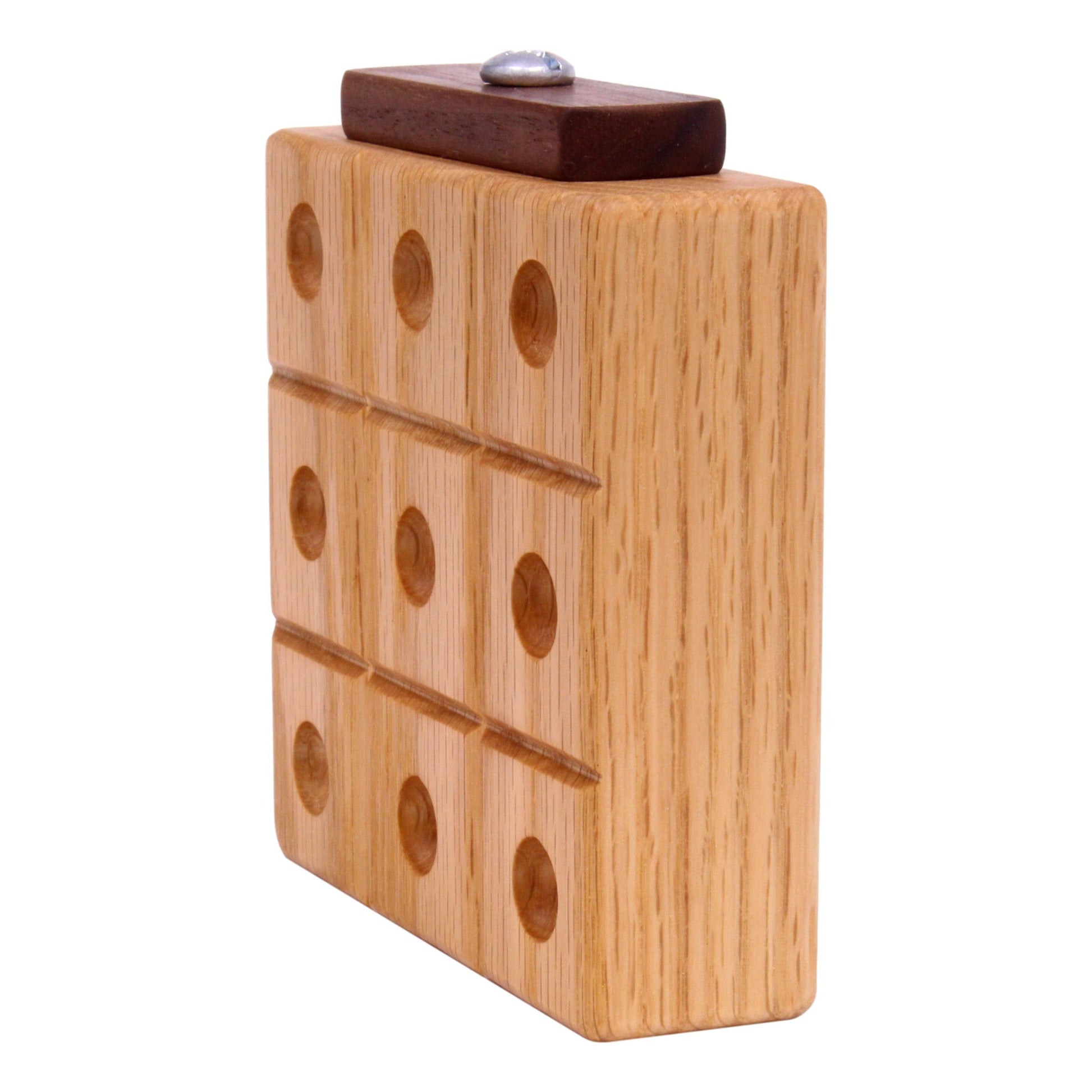 Wooden marble tic tac toe game with built-in storage, handcrafted AmishToyBox.com wooden toy for kids.