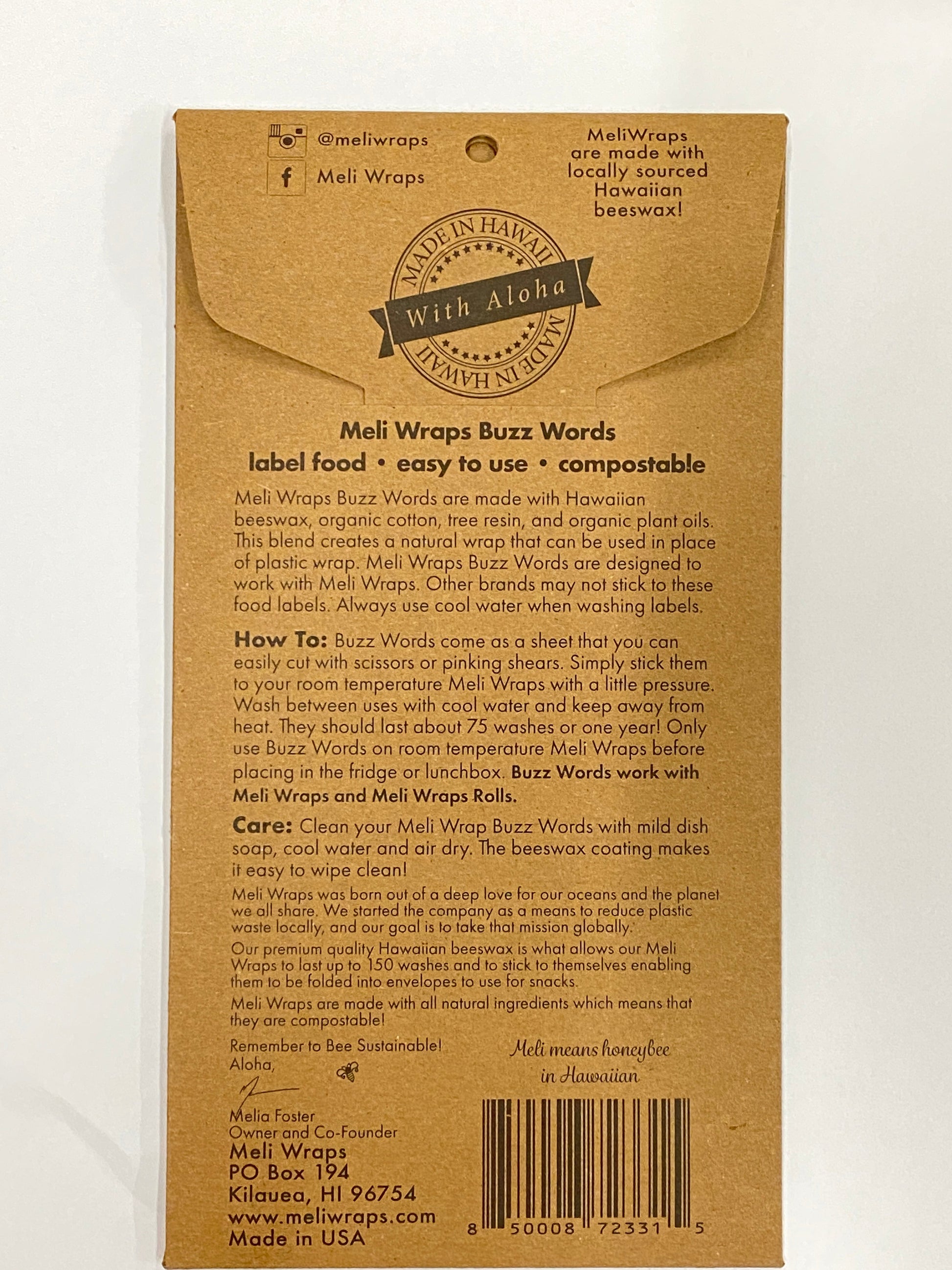 Meli Wraps Buzz Words Beeswax Wrap Food Labels set of reusable accessories for labeling food wraps in natural beeswax.