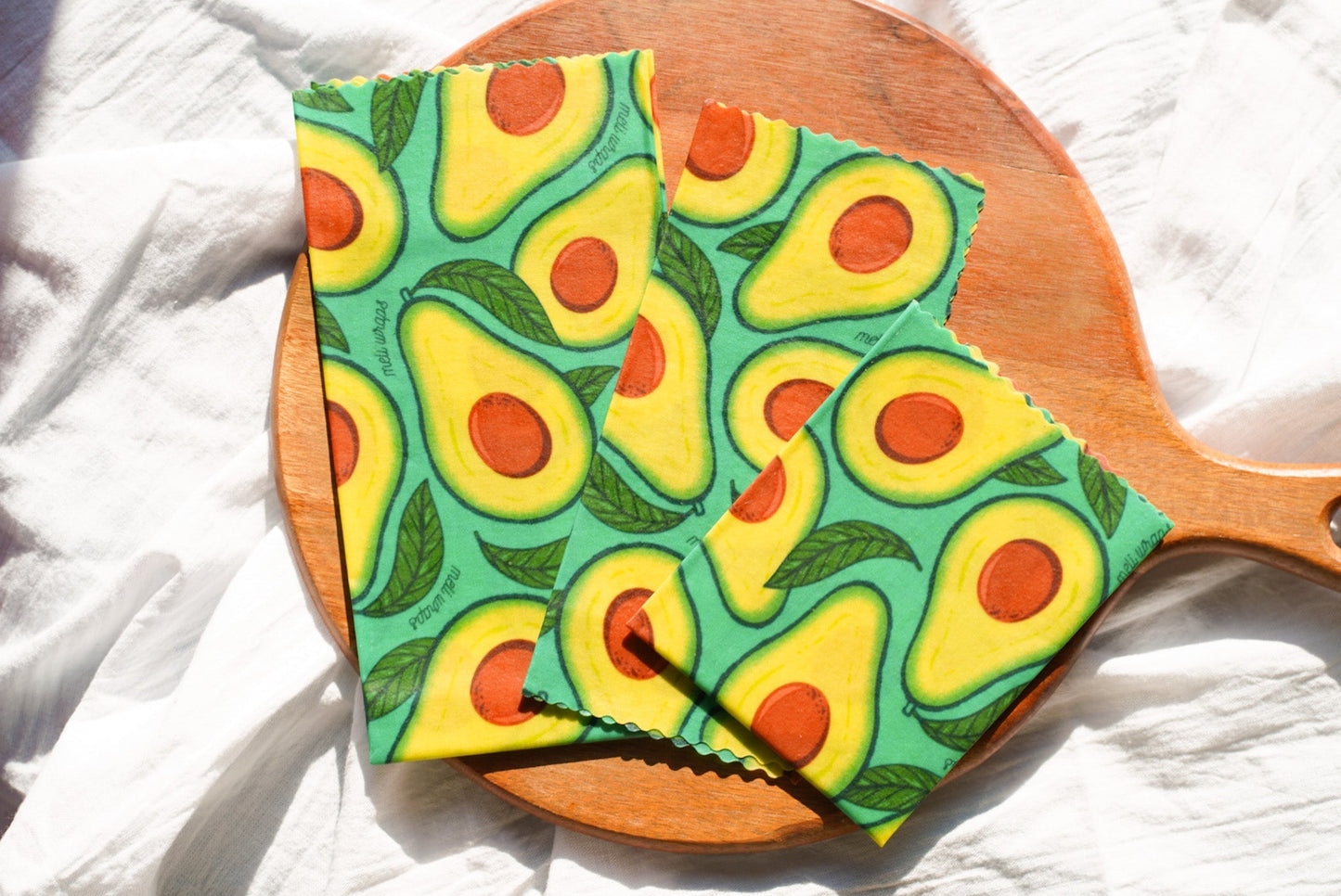 Meli Wraps beeswax roll with avocado print, natural beeswax wrap bulk roll for food storage and wrapping.