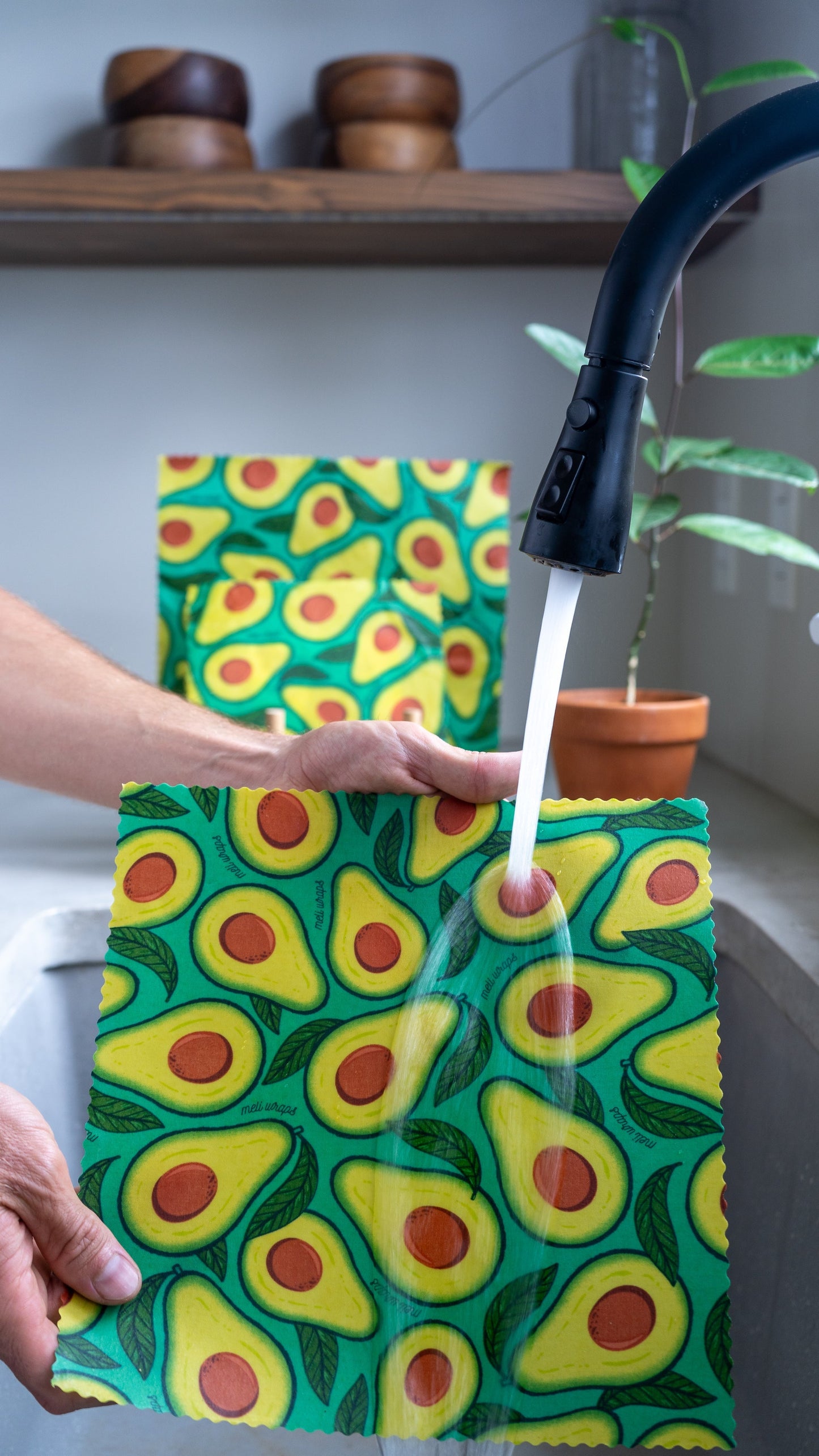 Meli Wraps beeswax roll with avocado print, natural beeswax wrap bulk roll for food storage and wrapping.