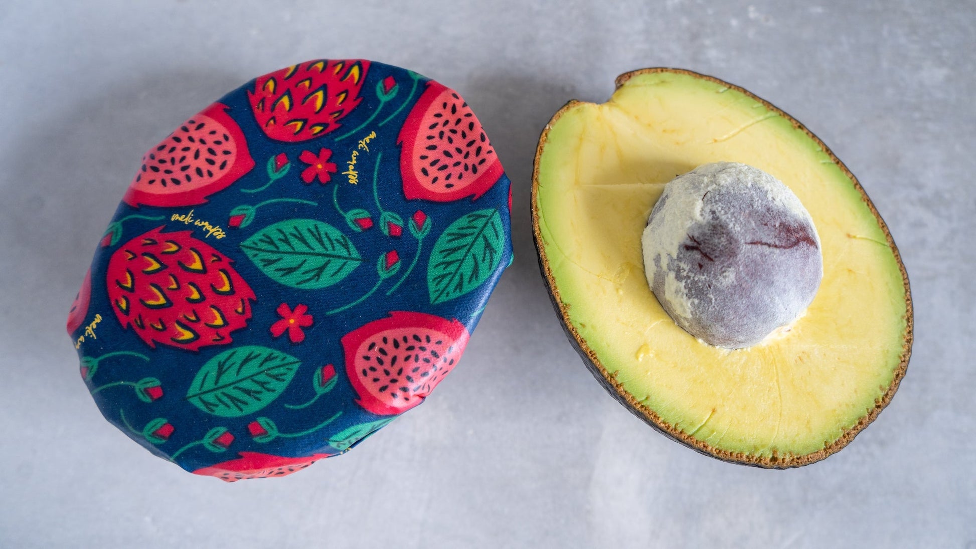 Meli Wraps beeswax roll with dragonfruit print, natural beeswax wraps for food storage, bulk roll for eco-friendly kitchen use