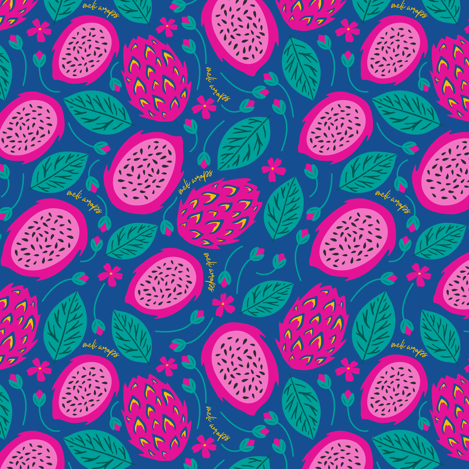 Meli Wraps beeswax roll with dragonfruit print, natural beeswax wrap bulk roll for food storage and eco-friendly wrapping.