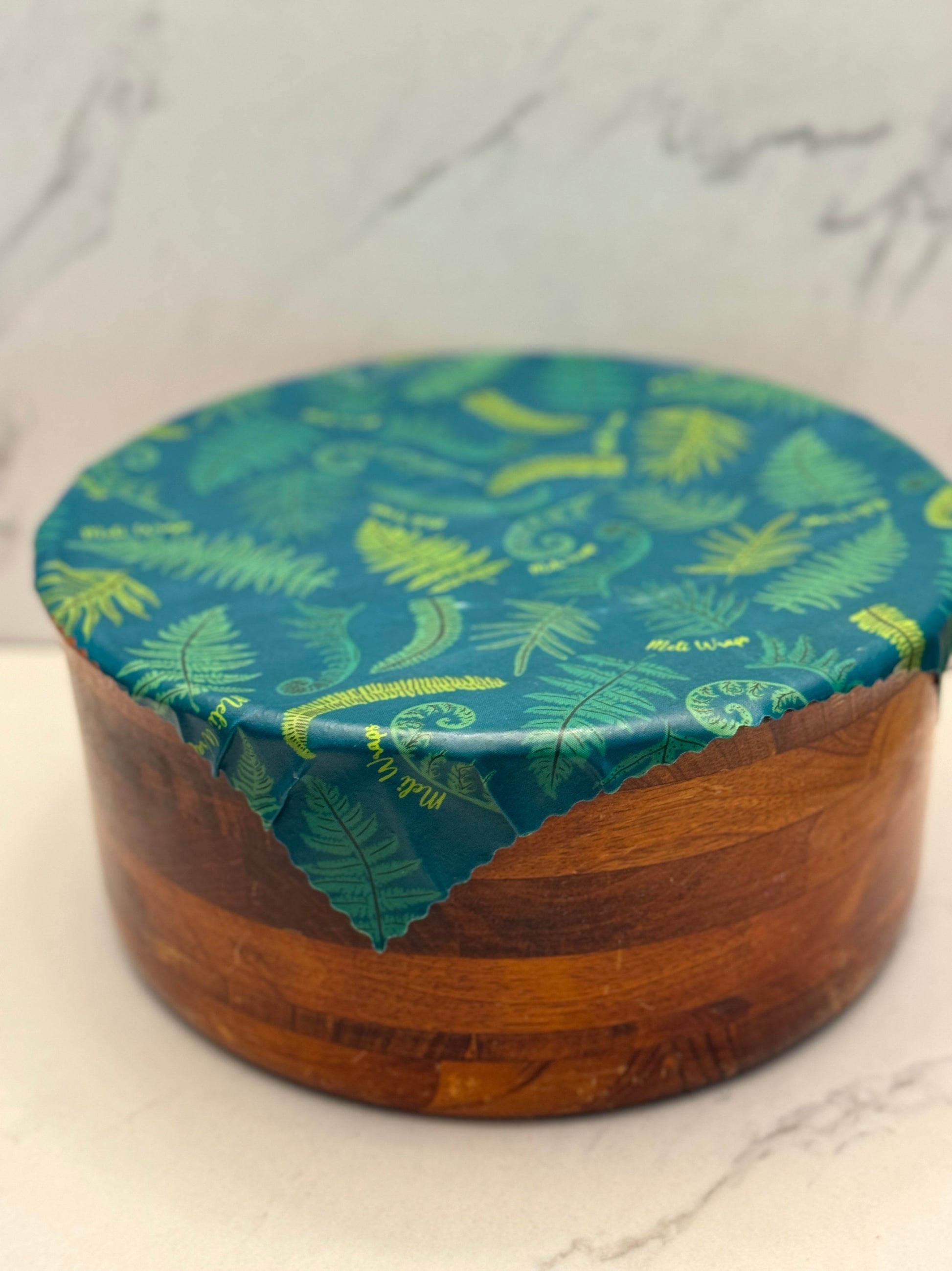 Meli Wraps beeswax wrap bulk roll with fern print, biodegradable reusable beeswax food wrap for storage and eco-friendly packaging