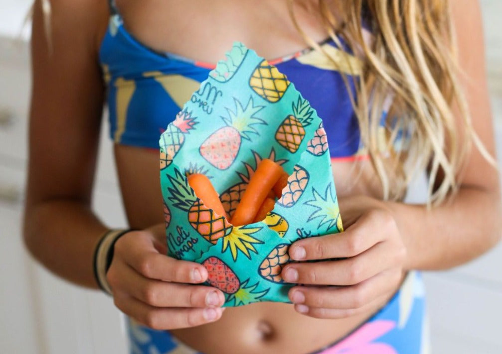 Beeswax Wrap Bulk Roll by Meli Wraps with pineapple print, reusable beeswax rolls for food storage and wrapping.