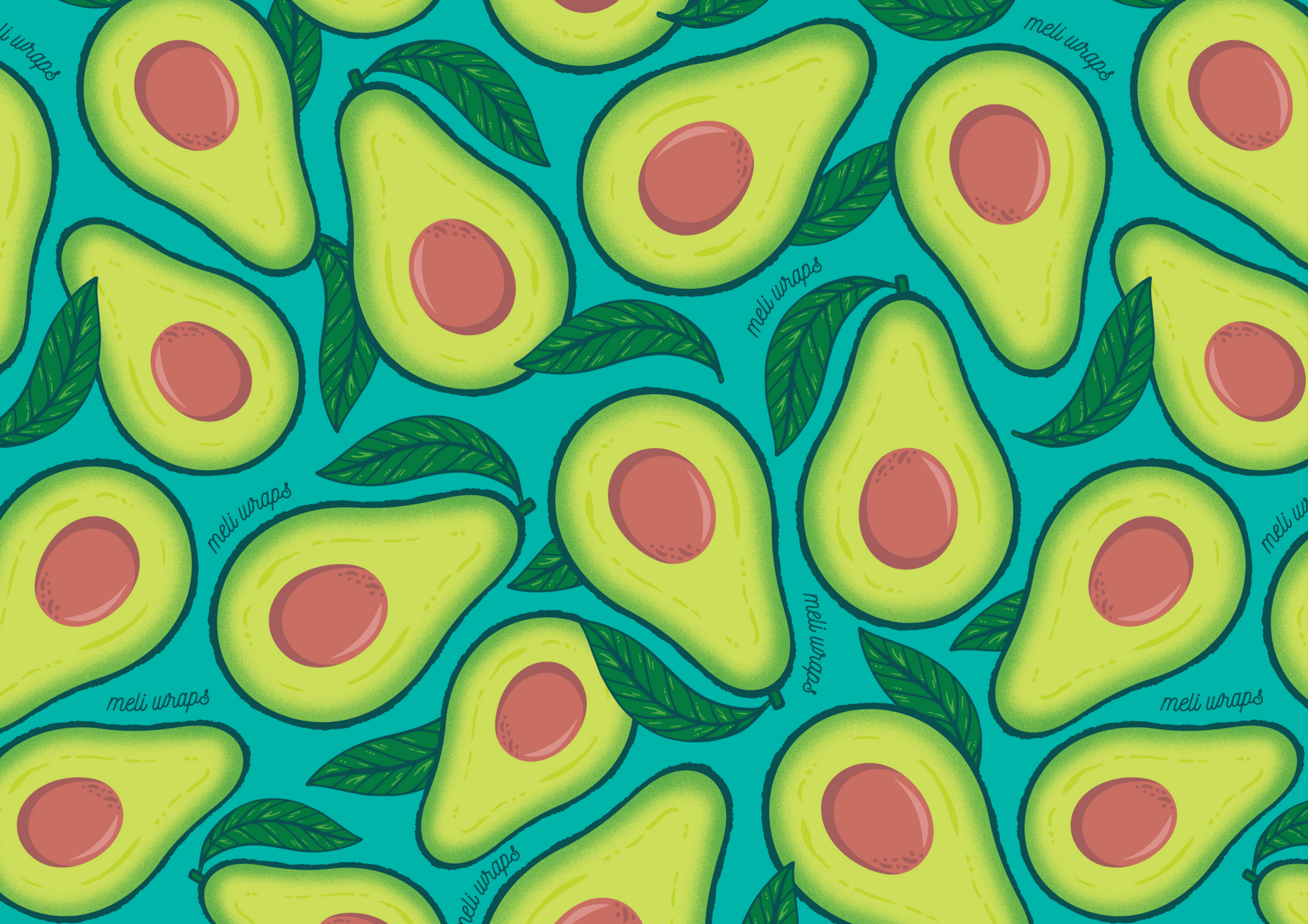 Set of Meli Wraps beeswax food wraps in avocado print, including small, medium, and large sizes for food storage.