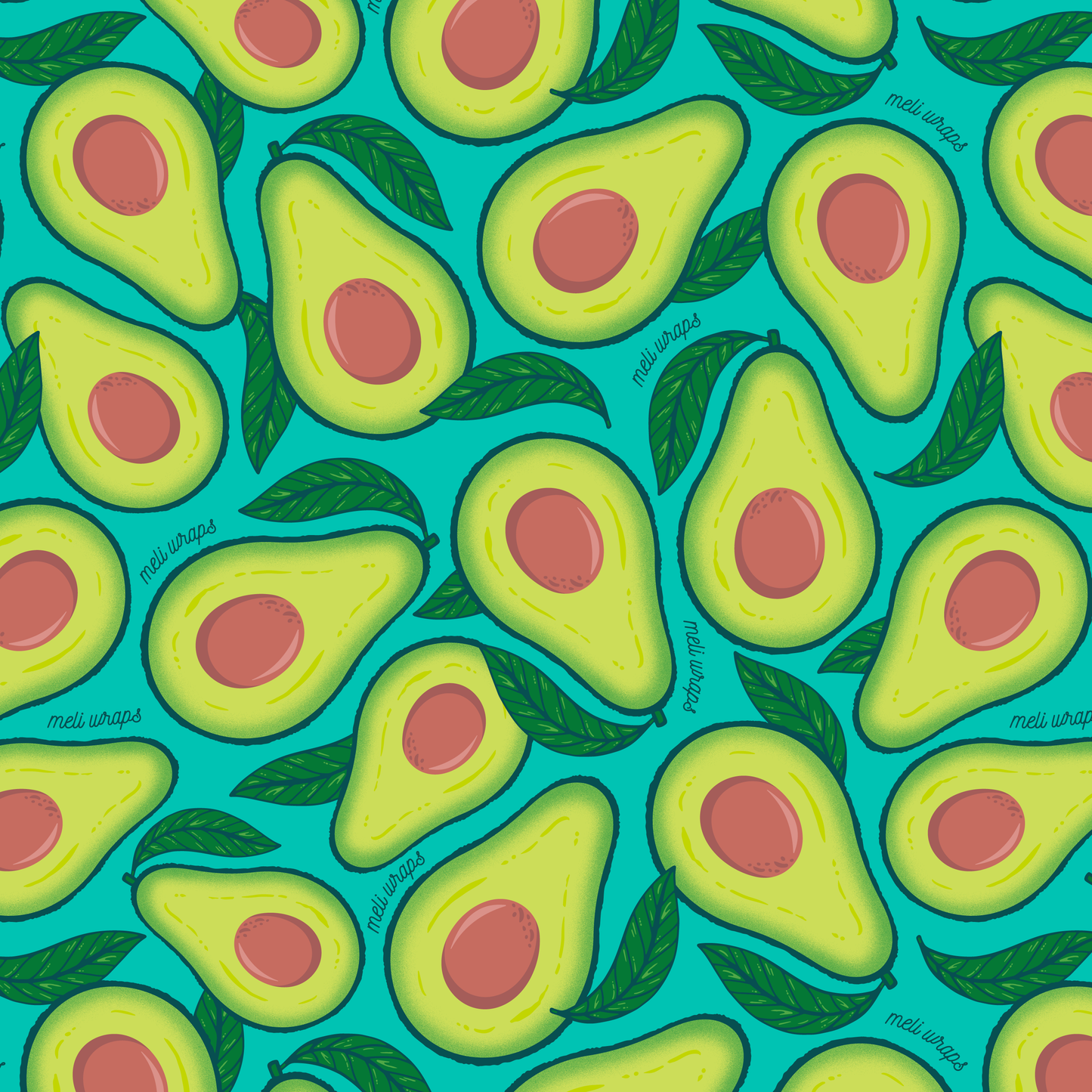 Set of Meli Wraps beeswax food wraps in avocado print, including small, medium, and large sizes for eco-friendly food storage.