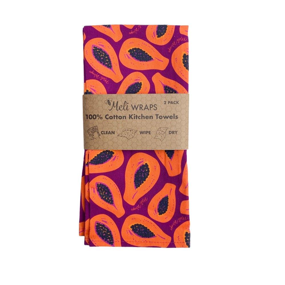 Meli Wraps Papaya Gift Set featuring eco-friendly wrapping products with vibrant papaya-themed designs.