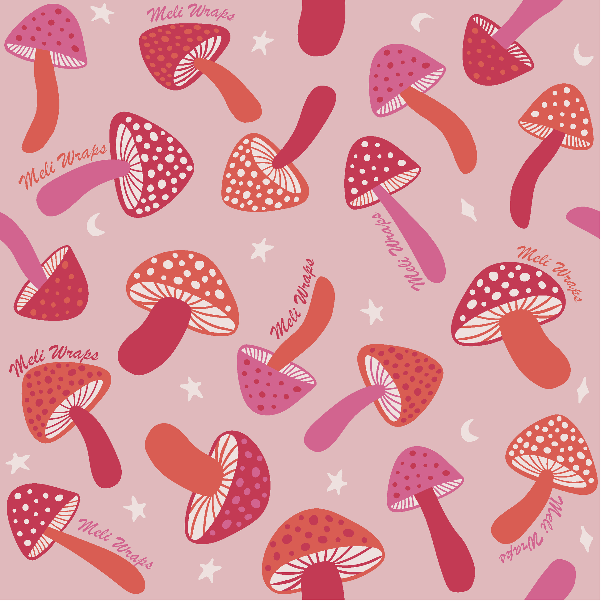 Set of three pink mushroom Swedish dish cloths from Meli Wraps, eco-friendly kitchen cleaning cloths with mushroom design