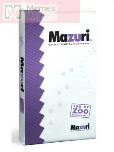 Meme's Worms Mazuri Worm Food SC, 1 lb bag of worm chow for feeding pet worms, with image showing the product packaging.