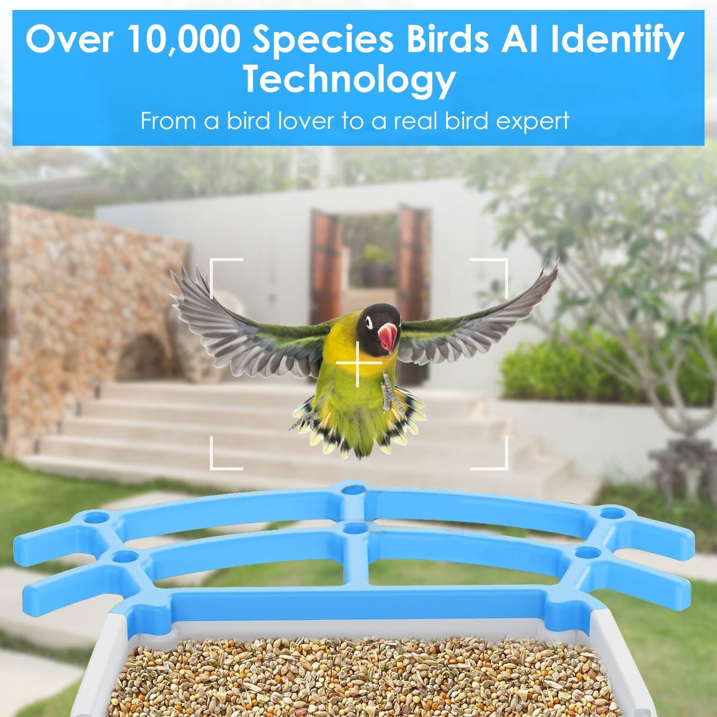 Mercantile Mountain Solar Powered Smart Bird Feeder with 2K camera for bird watching, featuring a Birdfy design and durable construction.