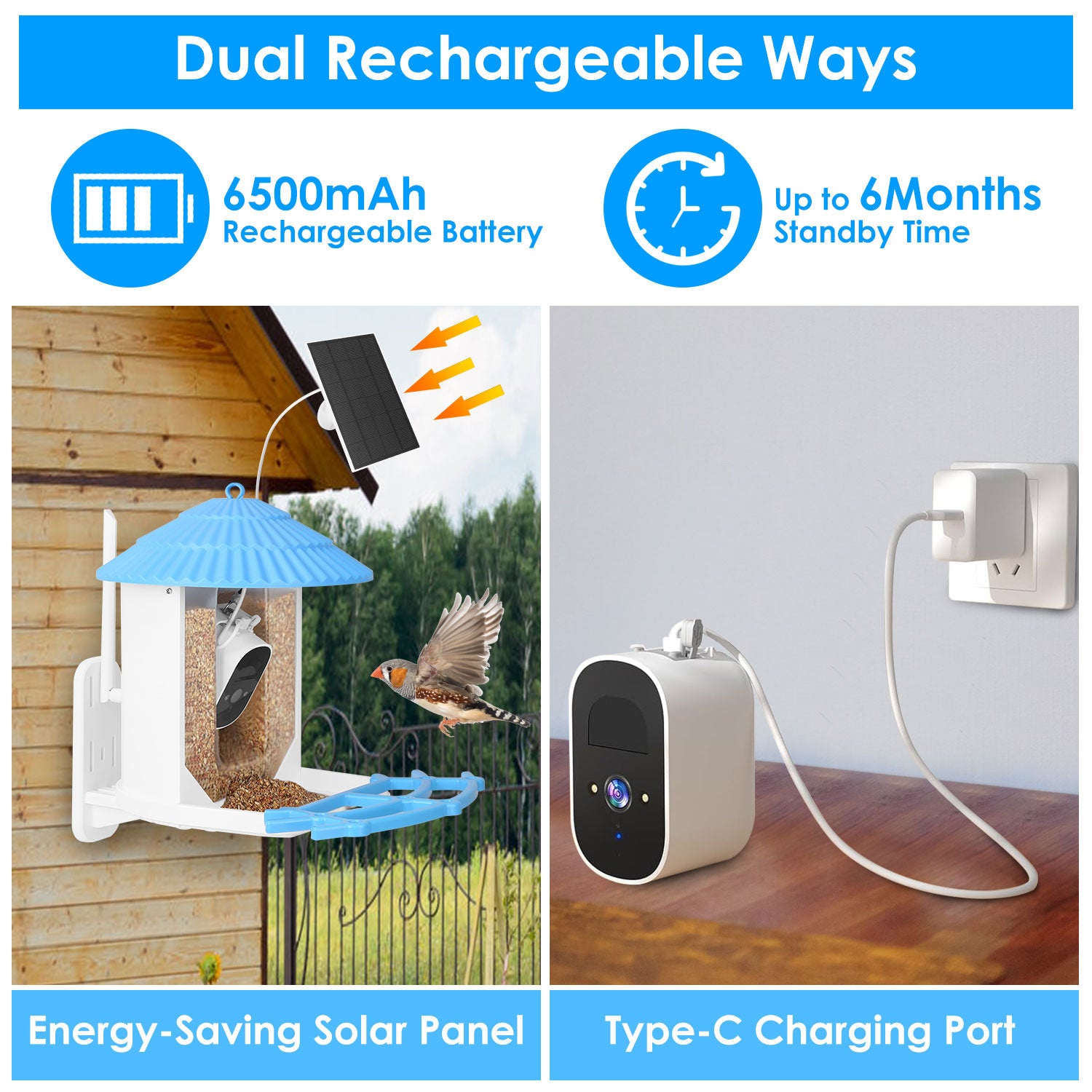 Mercantile Mountain Solar Powered Smart Bird Feeder with 2K bird watching camera, designed for bird watching and wildlife observation.