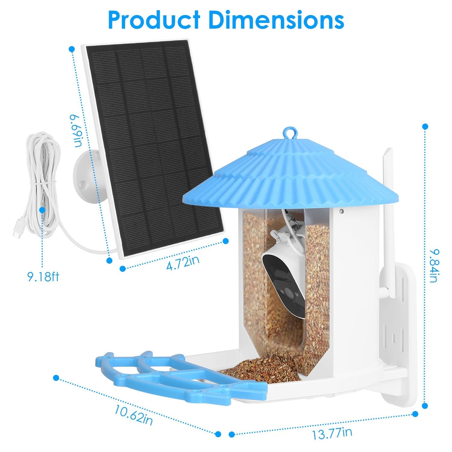 Solar powered Birdfy Bird Feeder by Mercantile Mountain with 2K bird watching camera and smart features for bird feeding and observation.