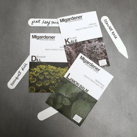 Set of 10 white 4-inch plant labels from MIgardener, ideal for marking garden plants and organizing planting areas.