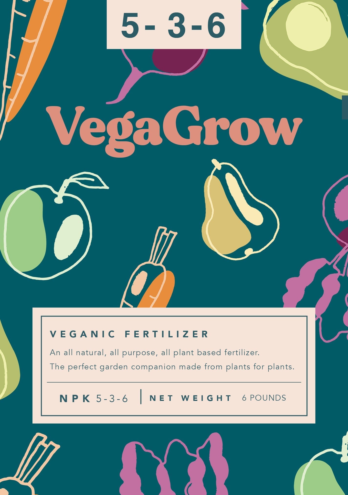 VegaGrow veganic fertilizer bag by MIgardener, 3 pounds, showing the eco-friendly fertilizer material and packaging.