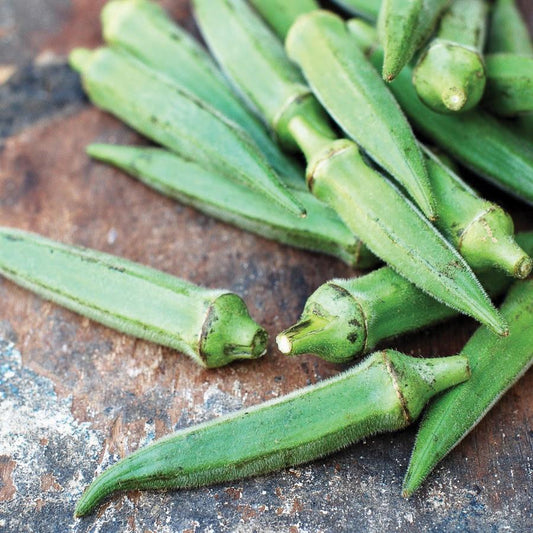 Long Pod Perkins Okra by MIgardener showing vibrant green okra pods on the plant.