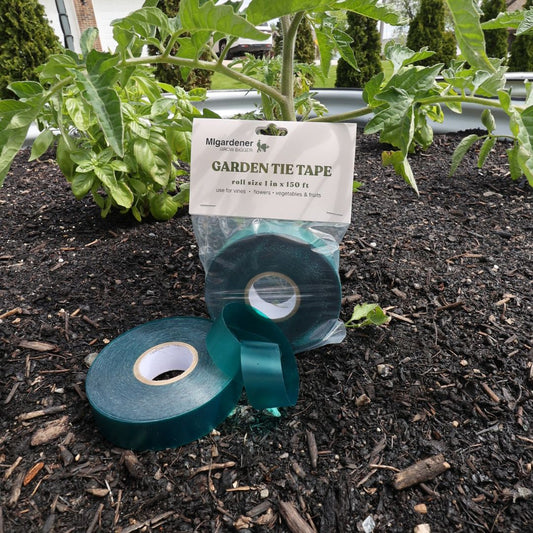 MIgardener tomato and garden tie tape roll, 1 inch by 150 meters, used for supporting and tying plants in the garden.