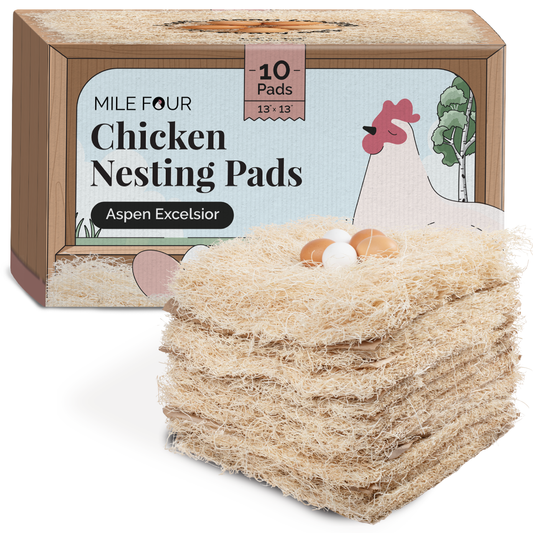 Mile Four chicken nesting pads, soft and absorbent bedding for poultry nesting boxes, ideal for comfortable hen nesting.