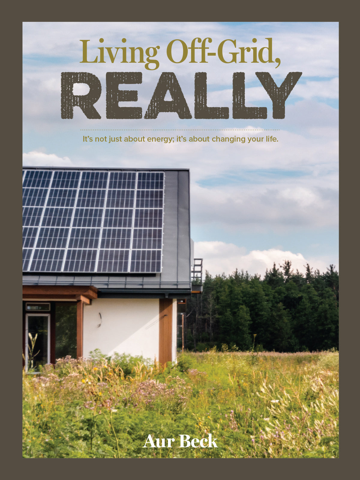 Book titled "Living Off-Grid, Really" by Mother Earth News, featuring a cover with nature and off-grid living imagery.