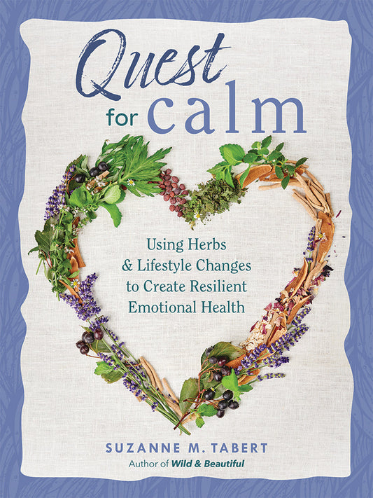 Mother Earth News paperback book titled "Quest for Calm" featuring a calming design on the cover.