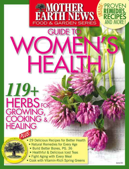 Mother Earth News magazine titled "Guide to Women’s Health" featuring health tips and natural wellness advice.