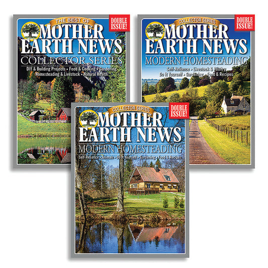 Mother Earth News Self-Sufficiency Set of magazines featuring tips on sustainable living and homesteading.