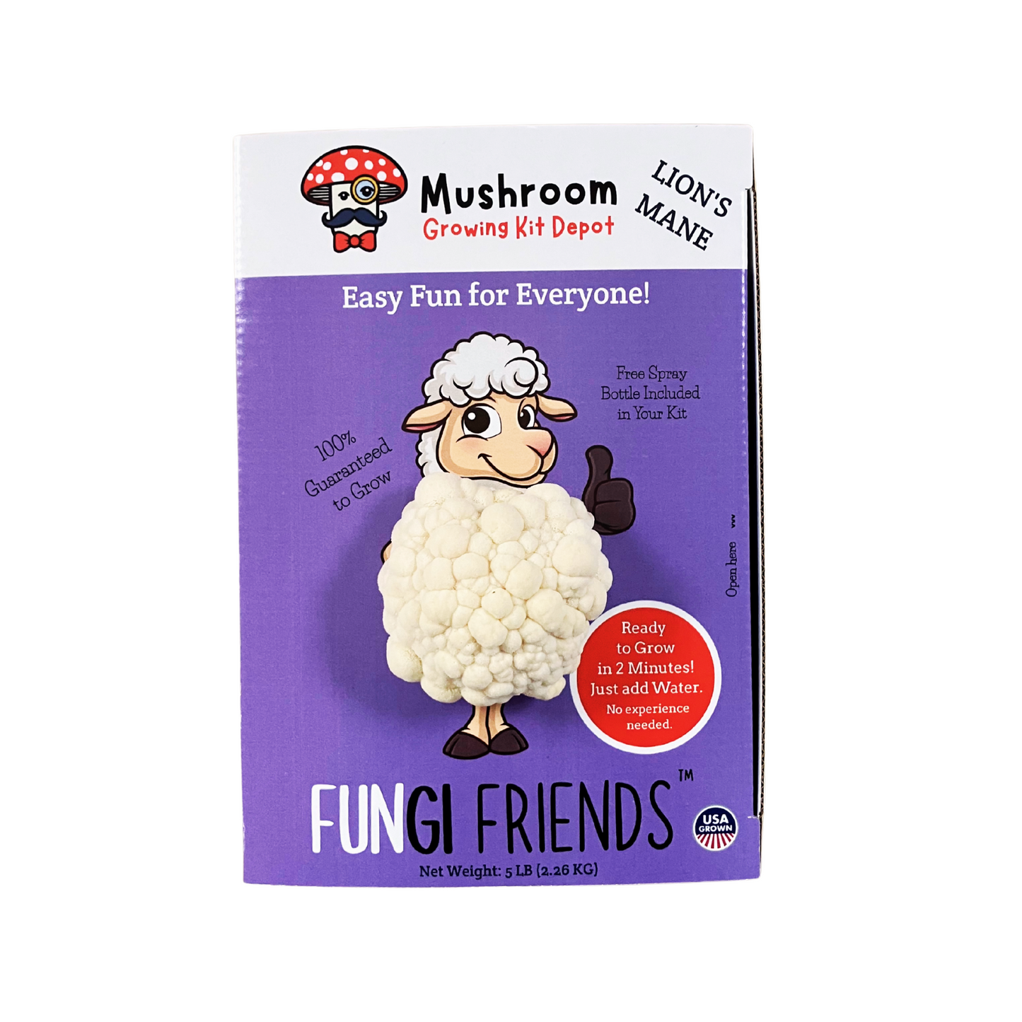 Lion's Mane Mushroom Grow Kit by Mushroom Growing Kit Depot, 5 lbs with box, ready for cultivating healthy Lion's Mane mushrooms.