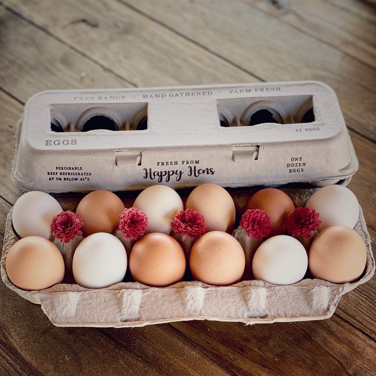 Blank Henlay egg carton by My Pet Chicken with 25, 90, or 250 compartments for storing and stamping eggs.