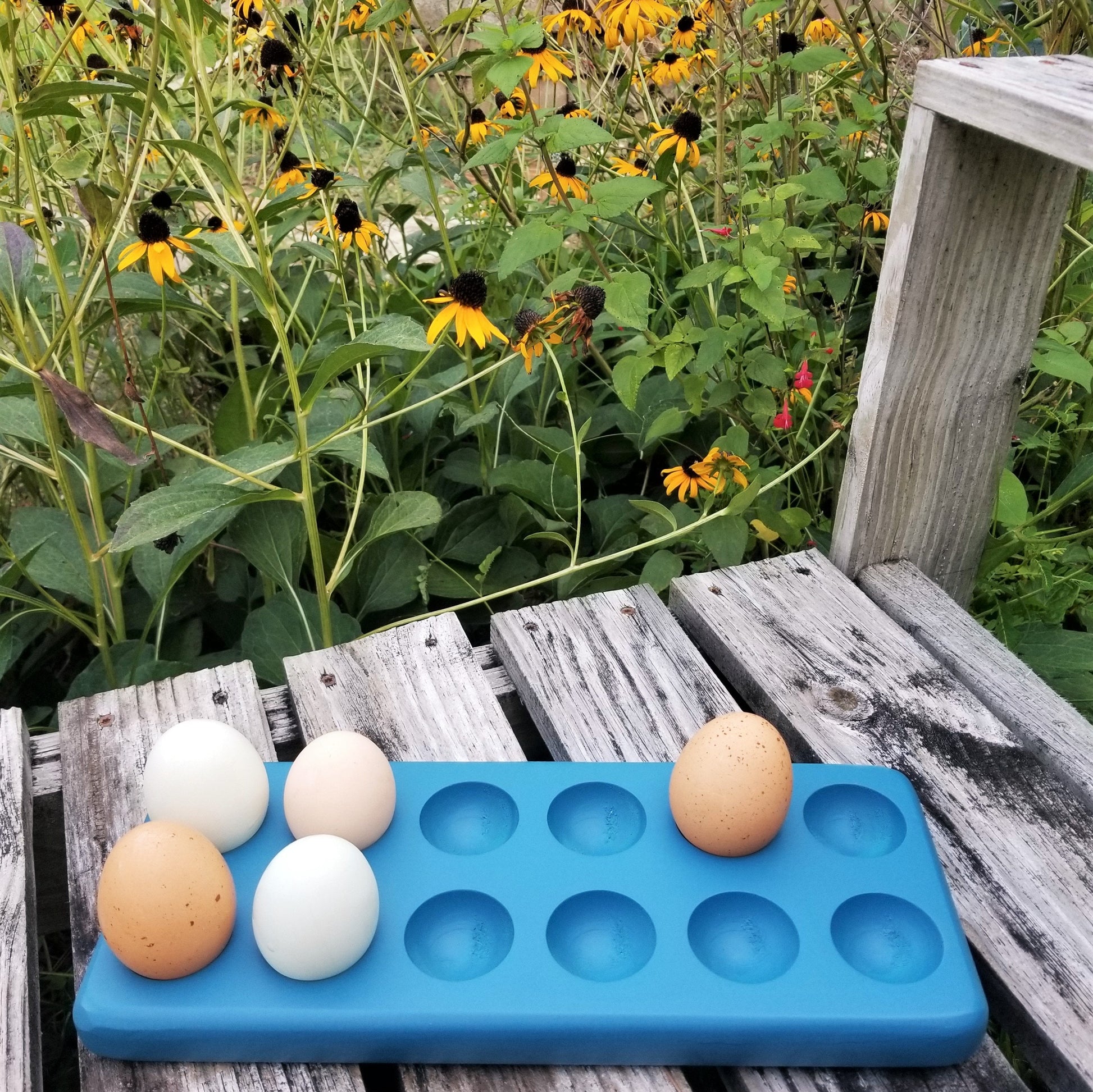 Wooden Henlay decorative egg storage tray by My Pet Chicken, perfect for refrigerator, kitchen counter, or display.