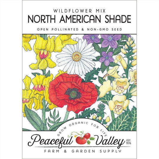 Pack of Grow Organic North American Shade Wildflower Mix flower seeds with colorful wildflower variety for shaded garden areas.